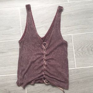 American Eagle Pink Ribbed Crop Top